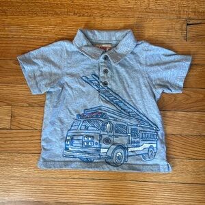 Short sleeve collared shirt/ fire truck design